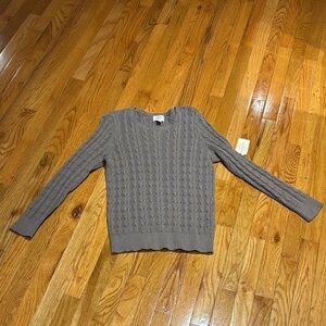 St John’s Bay Classic Cable Knit Women's Sweater in Taupe NWT